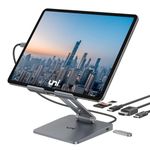 uni USB C Docking Station, 6in1 Aluminium Tablet Foldable Stand, ipad Stand Hub Holder, HDMI 4K 60Hz, 100W PD Charging, 5 Gbps USB-C & USB-A Data Port, Micro SD & SD Slot, for iPad Pro M2/Air M1 etc.