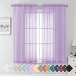 Aiyufeng Light Purple Sheer Curtain Panels Pair Sold 63 Inch Length, Light Filtering Window Curtain Drapes Treatment for Kitchen, Bedroom/Children Room, Voile Top Dual Rod Pocket, 2 Pack of 42 x 63"