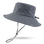 PESAAT Men Bucket Hat Summer Adjustable Women Fishing Hats Adult Safari Cap with Wide Brim (Gray-B)