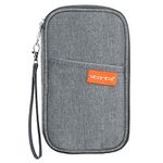 Storite Nylon Travel Family Passport Holder Wallet Organizer for Credit Debit Card Boarding Pass with Removable Hand Strap for Men and Women (23 x 13 x 3 cm- Grey)