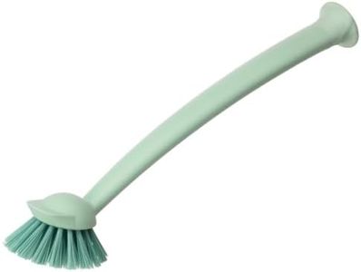 Ikea RINNIG Dish-Washing Brush with Scraper Edge & Suction Cup, Light Green, 904.078.11