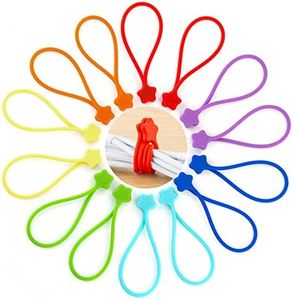 Fironst Strong Magnetic Twist Ties for Bundling and Organizing, Multi-Color Magnet Cord Winder for Cable Management, Hanging & Holding Stuff Silicone Cord Keeper（7 Colors-14Pack）