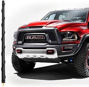 KSaAuto 13 Inch Truck Antenna for Dodge RAM Ford F150 F250 F350 Bronco - FM AM Radio - Black Rubber Casing - Spiral Design - Easy Install