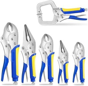Locking Pliers Set,5"/7"/10" Curved Jaw Vise Grip,6-1/2"and 9-1/2" Needle Nose Vice Grips, 6" C-Clamp for Woodworking, Metal Working and Welding