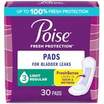 Poise Incontinence Pads, Light Absorbency, Regular Length, 120 Count (4 Packs of 30)