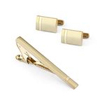 Wynameleri Cufflinks and Tie Pin Clips Set Classic Jewelry for Gentlemen with Gift Box Gold