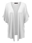 Made by Johnny Women's Kimono Style Short Sleeve Dolman Cardigan, Wsk1310_white, Large