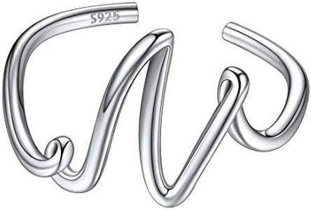 ChicSilver 925 Sterling Silver Ring Initial Letter Promise Friendship High Polish Comfort Fit Band Ring Size 6-10(N)
