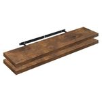 WOLTU 2 Pcs Floating Shelf, Color of Rustic Brown, Wooden Wall Storage Display Shelf 100cm Long RG9317hov-2