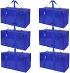 6-Pack Blue Heavy-Duty Moving and Storage Bags with Dual Zippers and Durable Handles,Clothes Bags For Storage Bags Oversized Waterproof Totes for Moving Supplies for Moving Essentials, 69x35x38cm