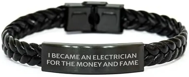 CUCOLUS Electrician's Fame, Braided Leather Bracelet's Style, Christmas Unique Gifts for Men from Friends, 'I Became An Electrician For The Money And Fame'