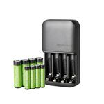 Amazon Basics Rechargeable AA Batteries NiMH (x4) and AAA (x4), with 4 Bay Battery Charger, Type A (American) Plug