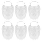 Bewudy 6 Pcs Santa Beard Christmas Santa Claus White Fake Beard, Costume Accessories Fake Beard for Teens Adults Role-Playing Santa Claus, Christmas Decoration Accessories