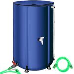 Matalde Rain Barrel Water Collection System 100 Gallon - Collapsible Portable Water Storage Tank,Rainwater Collect System Downspout, Water Catcher Container with Filter Two Spigots and Overflow Kit