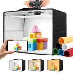Photo Studio Light Box,10/12/16/20/24/32 Inch Dimmable Lightbox with CRI>95 120 Light Beads. Foldable Shooting Tent Kit with White Warm Light. 6 Color Backdrops Photo Booth for Photography