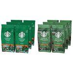 Starbucks Pike Place Roast Medium Roast Coffee Beans 200 g Bag (Pack of 6) & House Blend Medium Roast Ground Coffee 200 g Bag (Pack of 6)