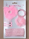 Pink Ballerina Girls Hair Set - Headband, Hair net, bobbles & Clips