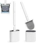 2 Pack Toilet Brush, Toilet Bowl Brush and Holder with Ventilated Holder, Toilet Scrubber with Silicone Bristles, Toilet Cleaner Brush for Deep Cleaning Floor Standing & Wall Mounted Without Drilling