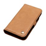 PORTER RILEY - Leather Case Compatible with iPhone 16 Pro. Premium Genuine Leather Stand/Cover/Wallet/Flip Case with Card Slots & Horizontal Stand (Tan)