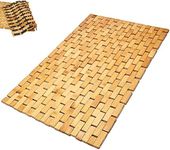 Morvat Bamboo Bath Mat, Bath Mat, Bamboo Shower Mat, Bamboo Floor Mat, Wood Bath Mat, Wood Shower Mat, Moisture Resistant, Lattice Design, Quick Drying, 27”x16”