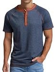 Sailwind Men's Henley Short Sleeve T-Shirt Cotton Casual Shirt VG-Navy Blue