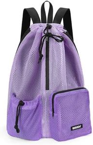 WANDF Swim Bag for Swimmers, Mesh Beach Backpack (L,Light Purple)