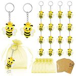 MEIYIFAN 24Pcs Bee Thank You Set,Bee Keychain,Baby Shower for Guest Gift,Ideas Presents Party Favors Boy Girl Kid Wedding Birthday Party Supply Decoration