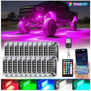 20Pods Full Angle RGB LED Rock Lights Kit with APP/RF Remote Control,30LEDs Bright Multicolor Underglow Light Neon Dual Zone Underbody Light 12V Waterproof for Trucks Jeep UTV ATV Golf Cart Offroad RV