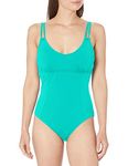 Catalina Women's Double Strap Maillot One Piece Swimsuit, Teal, Small