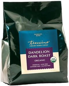 Teeccino Dandelion Dark Roast Herbal Coffee, 5 Lb Bag - Caffeine-Free Coffee Alternative with Prebiotics, Gluten Free, Acid Free, Organic - 5 lb