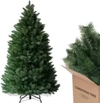 GTPLAYER 6.5ft Christmas Tree Unlit Artificial Xmas Tree with 1000 Branch Tip, 1 Minute Christmas Tree Party Decorations for Home, Foldable Stand, Easy Assembly