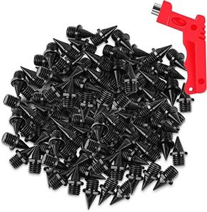 VOCOOL 100 PCS 1/4inch Black Stainless Steel Track and Cross Country Spikes with Spike Wrench, Pyramid Replacement Track Spikes for Sprint Sports Short Running Shoes