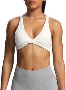 Aoxjox Women's Workout Sports Bras Fitness Backless Padded Satara Low Impact Bra Yoga Crop Tank Top, A White, Medium