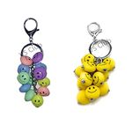 VS Club Combo Of 2 Smiley Metal Antique Keychain For Men Women, Girls, Boys Stylish/Key Ring Hook Key chain Holder For Bikes Car Home For Gift(KEYCHAIN_12) (Combo- Yellow, Multicolor)