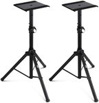 Pyle Dual Studio Monitor 2 Speaker Stand Mount Kit - Heavy Duty Tripod Pair and Height Adjustable from 34" to 53" W/Metal Platform Base - PSTND32, Black
