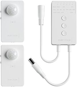 RAYZEEK Wireless Motion Sensor Controller Kit-No Wiring Mini PIR Sensor Switch 12/24VDC RF Wireless Control Led Strip Lights with Dimmable,Timer for Stairway(1 ×Controller+2 ×Motion Sensor)