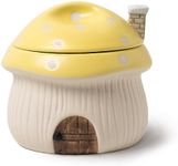 RESVUGA French Onion Soup Bowl with Lid, Ramekin, Funny Mushroom House Style Novelty Bowl, Lava Cakes, Creme Brulee, Egg Cooker. with Heat Dissipation Vents, 320 ml. (Yellow)