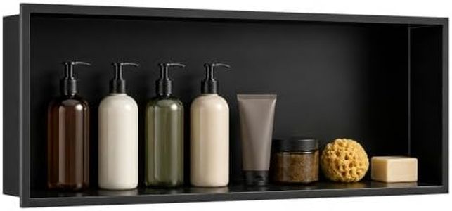 Puyangtego Shower Niche Insert Tile Ready 36"x12" Black Bathroom Recess Storage Niche