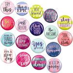 18 Pack Colorful Inspirational Magnets for Work, Refrigerator, Whiteboard - Cute Accessories for Girls with Assorted Motivational Designs and Quotes - 1.2 inch - Colorful