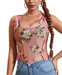 Alivila.Y Fashion Womens Sexy Vintage 1920s Renaissance Lace Trim Corset Bustier, Pink Butterfly, Small