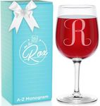 Monogrammed A-Z Wine Gifts for Women - 12.75 oz Engraved Personalized Wine Glass- Funny Wine Lover Monogram Gifts for Women - Unique Wine Glasses Gift Set ®