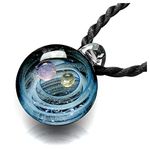 Jovivi Unique Design Glass Universe Ball Necklace Galaxy Planet Pendant Nebula Ribbon Vortex Cosmos Series, Glass