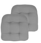 Marina Decoration Premium Thick Comfy Patio Pads Fiber Fill Tufted 19 x 19 x 4 Inch Textured Solid Cover Outdoor Indoor Chair Seat Cushions, 2 Count Pack Silver Color