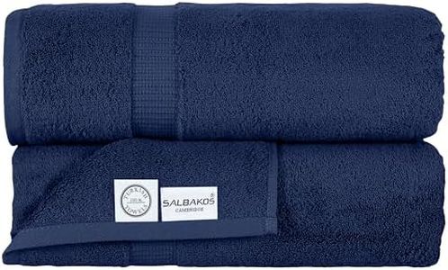 SALBAKOS 100% Turkish Cotton Bath Sheet Towels Set of 2-Piece Aqua | 35x70 in Extra Large Bath Towels | Premium Hotel Quality, Thick, Soft, Super Absorbent Oversized Bath Towel (Navy, 2 Bath Sheets)