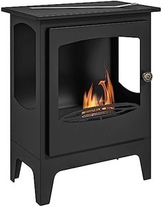 HOMCOM Chimenea de Etanol 7000BTU Chimenea de Bioetanol de Acero con Apagallamas de Acero Inoxidable Tanque de 1,2 L Tiempo de Combustión 3H para Interiores 20-25 m² 39x26x54 cm Negro