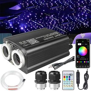 Dual Port 18W Twinkle Meteor 2 in 1 Starlight Headliner Light Kit with 1200pcs 9.8ft Fiber Optical Cable RGBW Light Source Sound Activated APP/Remote Control for Car/Home/Party