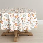 Artoid Mode Orange Pumpkins Leaves Autumn Table Cloth, Round 140 cm Fall Decorative Table Cover Protector For Party Home Table Decorations