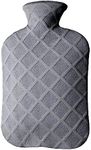 DICEVER Hot Water Bottle with Soft Cover, 2L Hot Water Bag, Hot and Cold Therapies for Sore Muscles, Menstrual Cramps, Neck and Shoulder Pain Relief, Great for Women, Childs, Gray