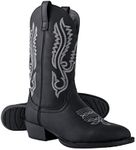 Canyon Trails Classic Cowboy Boots for Men - Protective Footwear Traditional Round Toe Men's Western Boots with Embroidery - Outdoor Water Repellent Durable Work Boots for Men (Black - 11)