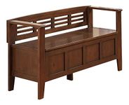 Simpli Home Adams Solid Wood Entryway Storage Bench, Medium Rustic Brown